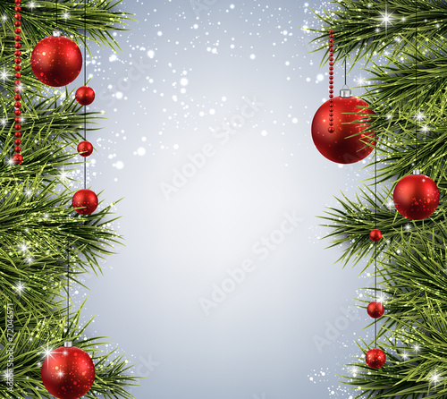 Christmas background with spruce branches.