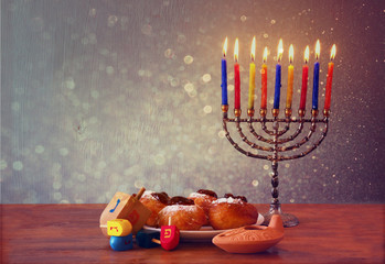 wooden dreidels (spinning top) for hanukkah jewish holiday isola