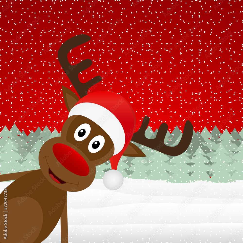 reindeer peeking side in the forest Stock Vector | Adobe Stock