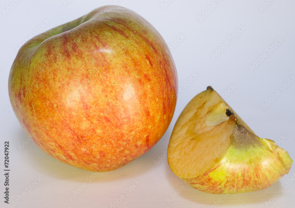 Red apple on white background