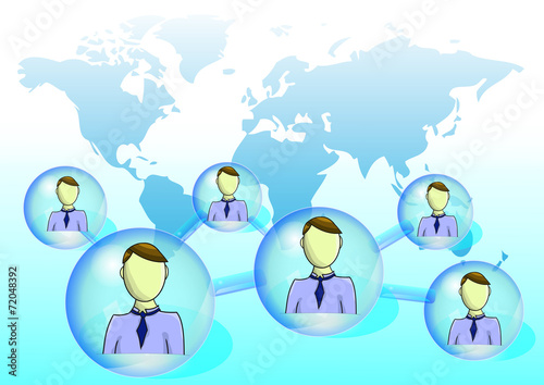 Illustration of social network with world map