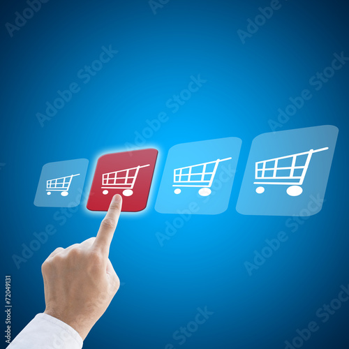 Business man hand working with e-commerce shopping concept