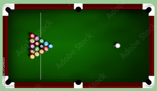 Billiard balls on table