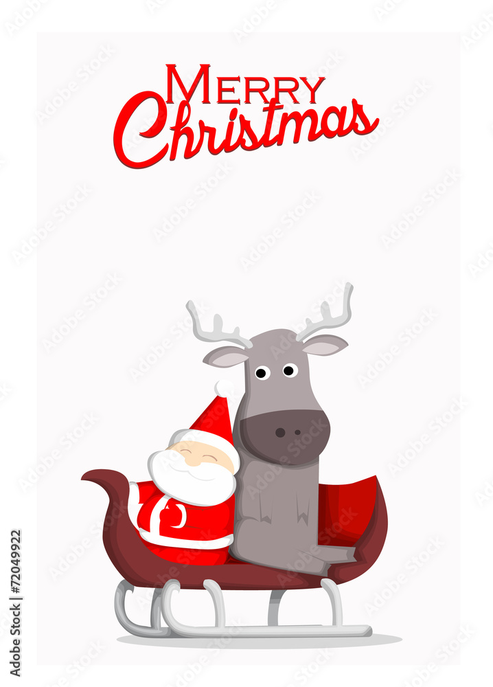 Naklejka premium Santa and reindeer Christmas background