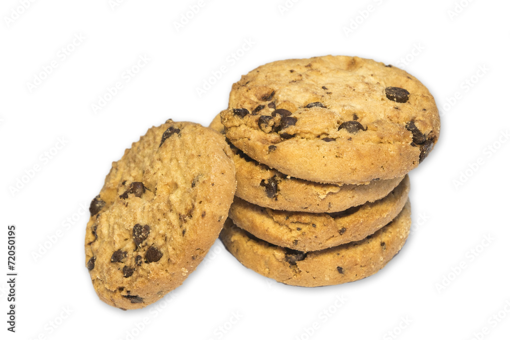 Chocolate chip cookie isolated on white background Chocolate chip cookie isolated on white background