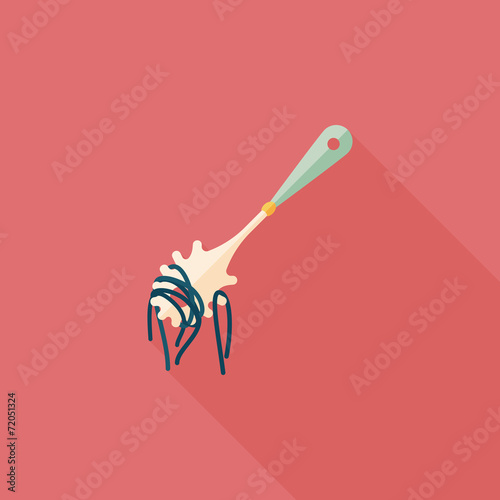 kitchenware spaghetti spoon flat icon with long shadow,eps10