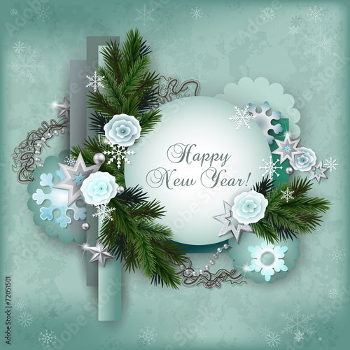 Vintage multilayer card for the winter holidays in scrapbooking