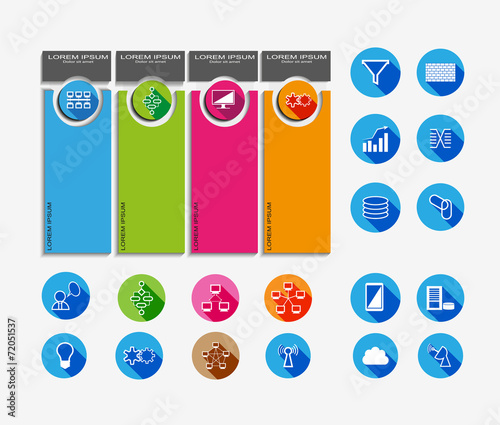 Technology Info graphics and reusable flat Icons