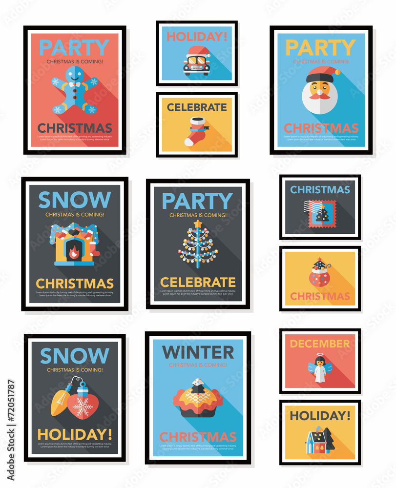 Christmas poster banner design flat background set, eps10 Christmas poster banner design flat background set, eps10