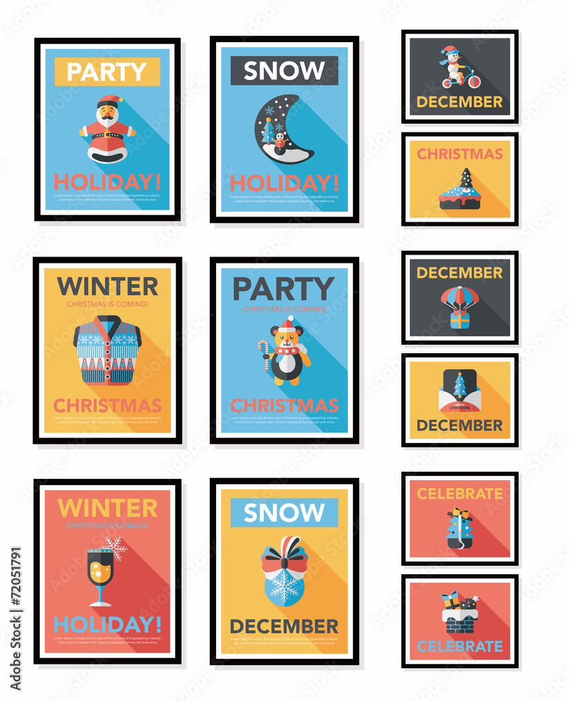 Christmas poster banner design flat background set, eps10 Christmas poster banner design flat background set, eps10