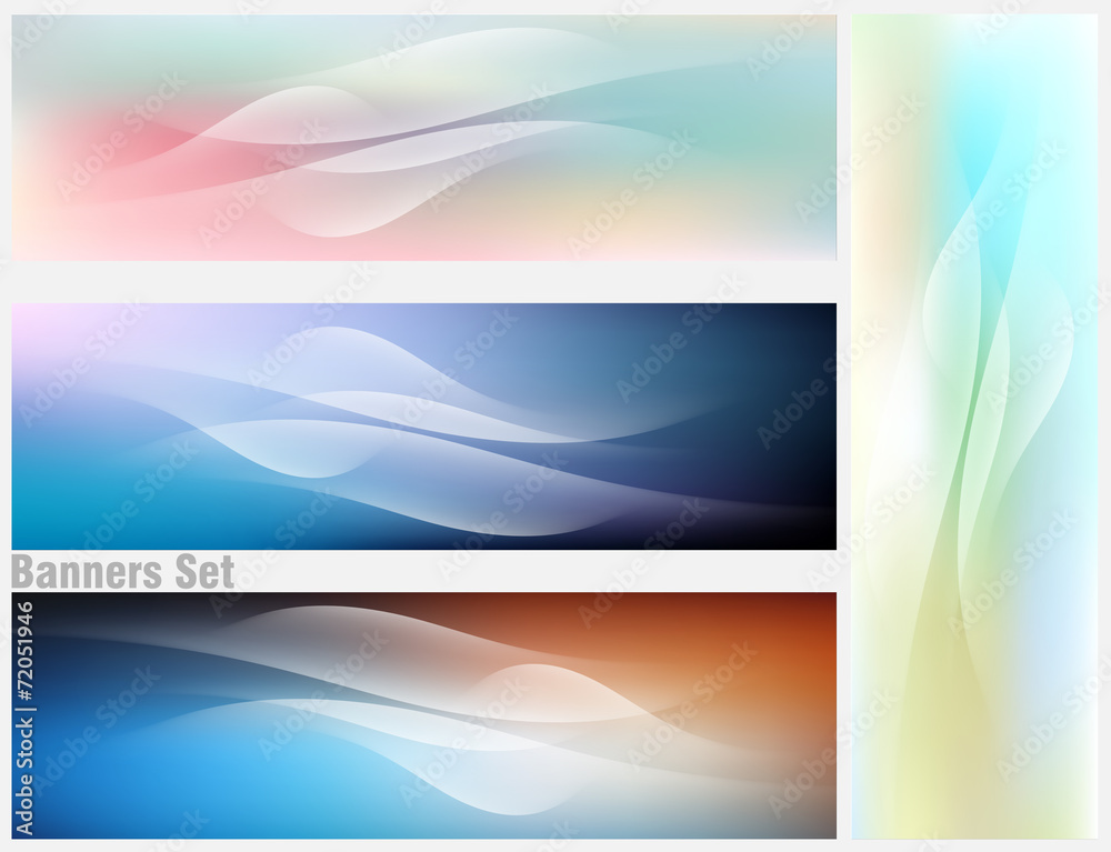 Perfect Banners Set of 4 Vector Backgrounds Pastels Light Lines