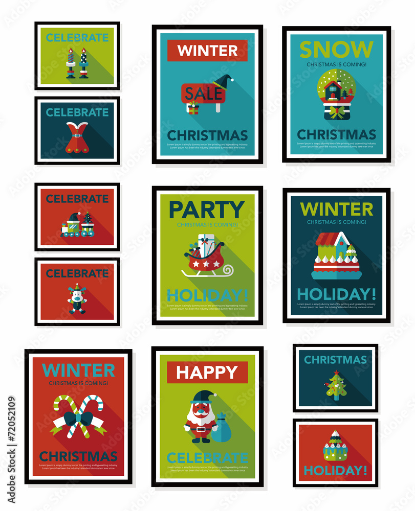 Christmas poster banner design flat background set, eps10 Christmas poster banner design flat background set, eps10