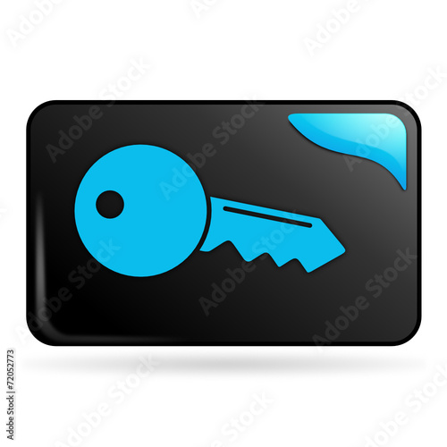 clef sur bouton web rectangle bleu