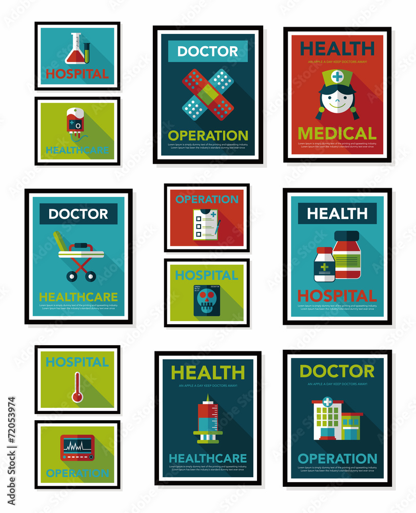Hospital flat banner design flat background set, eps10 Hospital flat banner design flat background set, eps10