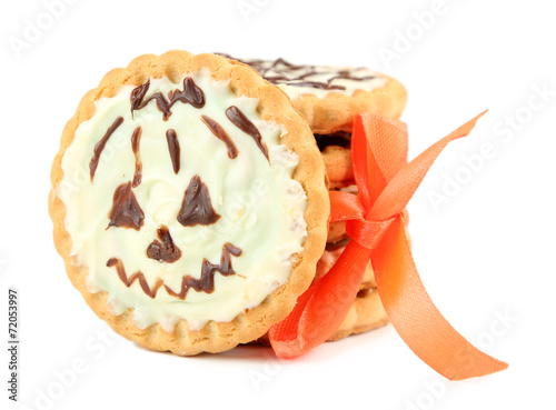 Tasty Halloween cookies, isolated on white