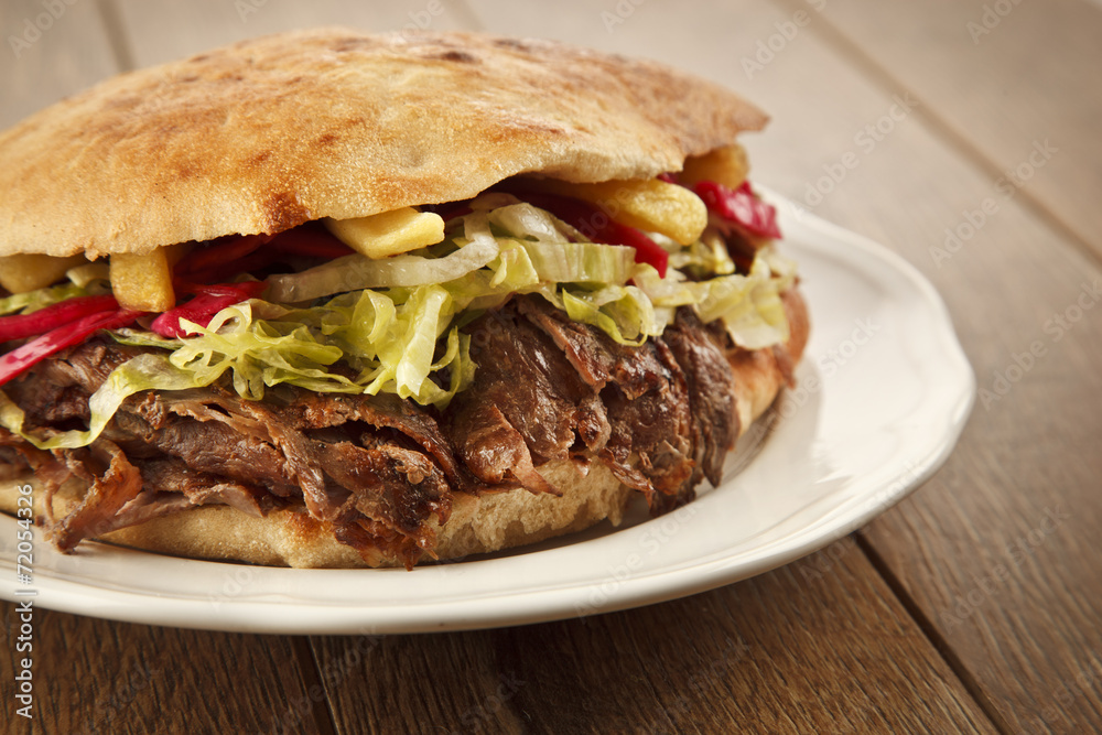 Doner Kebab - grilled meat shawarma sandwich Doner Kebab - grilled meat shawarma sandwich