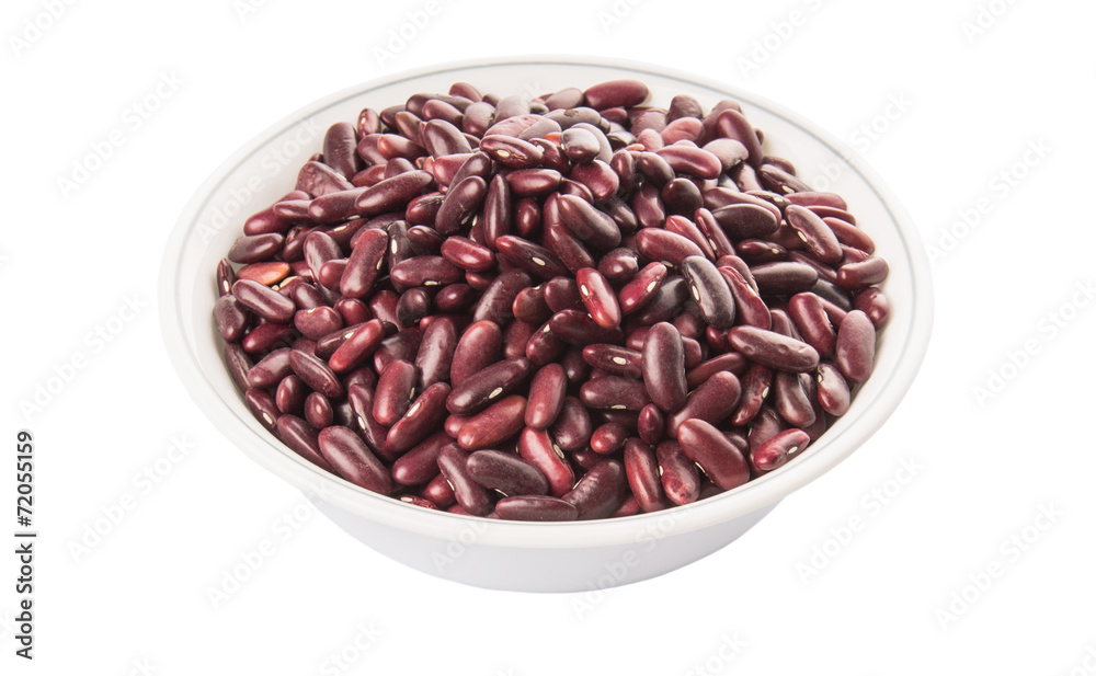 Red kidney beans in white bowl over white background Red kidney beans in white bowl over white background