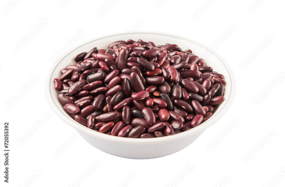Red kidney beans in white bowl over white background Red kidney beans in white bowl over white background