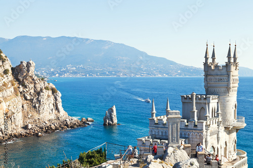 view of Black Sea coast with Swallow's Nest castle photo