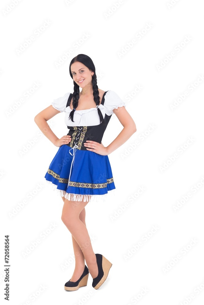 Pretty oktoberfest girl smiling at camera Pretty oktoberfest girl smiling at camera