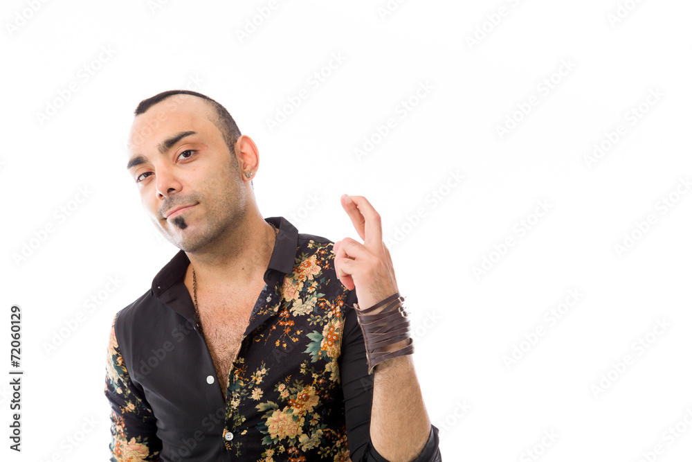 model isolated with fingers crossed for luck model isolated with fingers crossed for luck