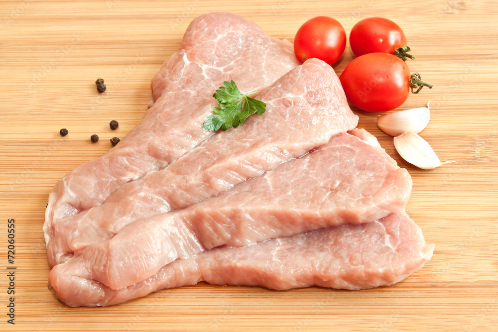 Raw pork with spices and vegetables Raw pork with spices and vegetables