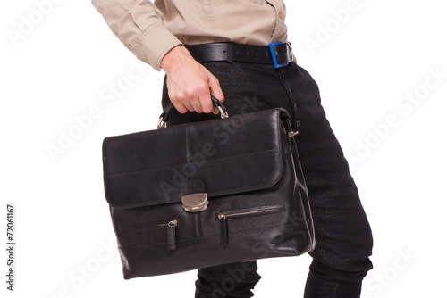 Close-up of businessman with briefcase