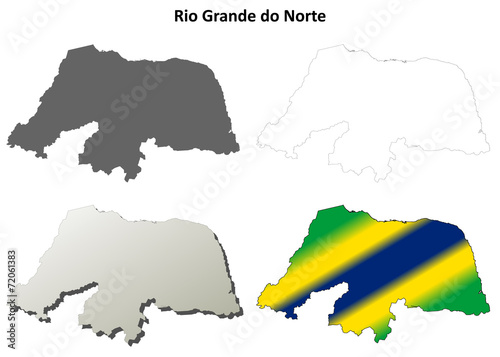 Rio Grande do Norte blank outline map set
