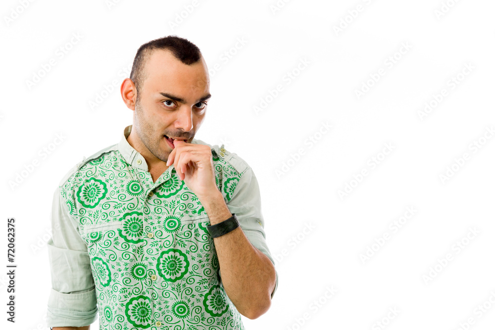 Nervous model bting finger nails Nervous model bting finger nails