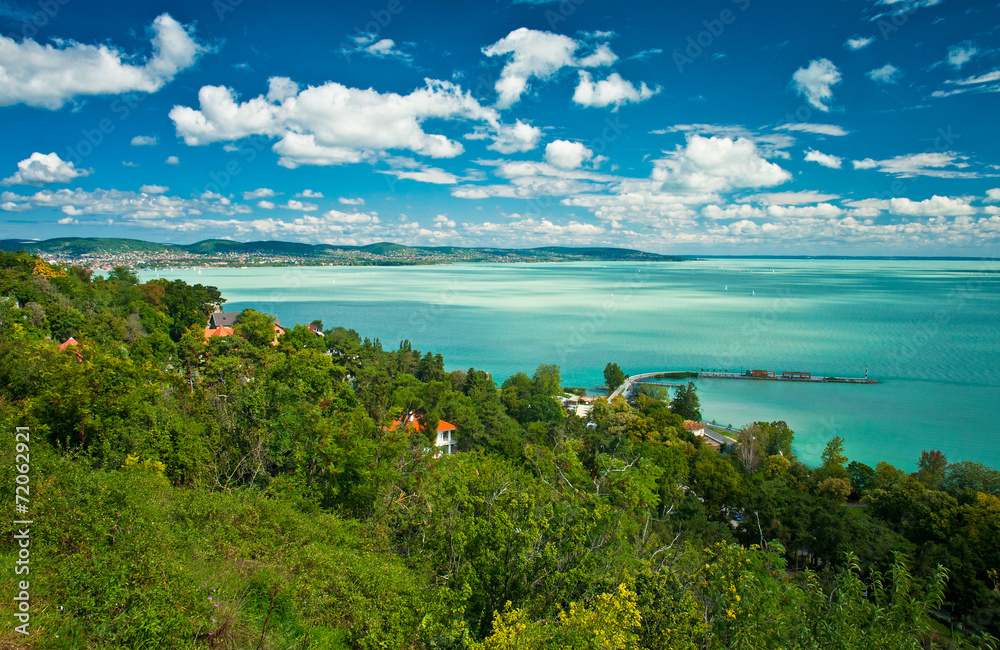 Lake Balaton in Hungary with nice clouds in summer