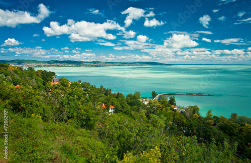 Lake Balaton in Hungary with nice clouds in summer photo