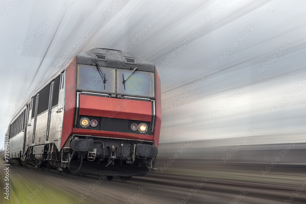 Obraz premium passenger train with speed effect and copyspace