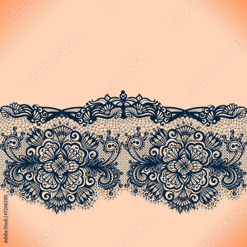 Abstract lace ribbon seamless pattern with elements flowers.