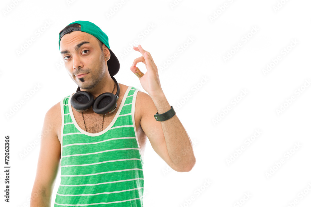 model isolated on plain background hand gesture ok sign model isolated on plain background hand gesture ok sign