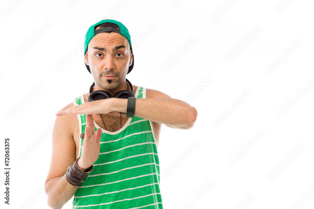 model isolated on plain background hand gesture break sign model isolated on plain background hand gesture break sign