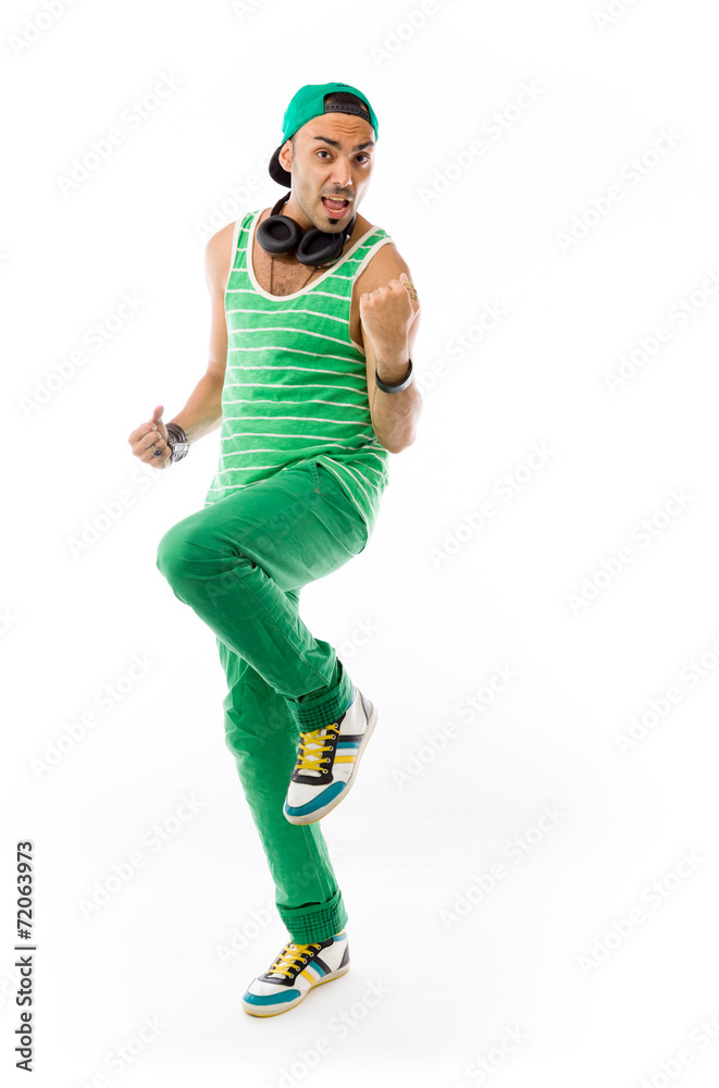 model isolated on plain background victory confident model isolated on plain background victory confident