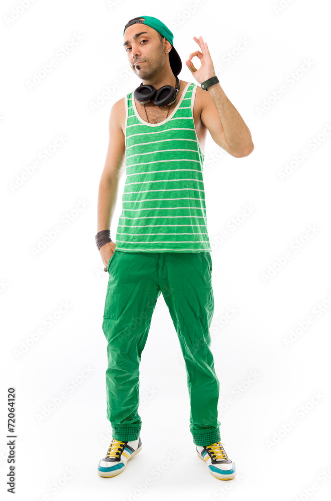 model isolated on plain background hand gesture ok sign model isolated on plain background hand gesture ok sign