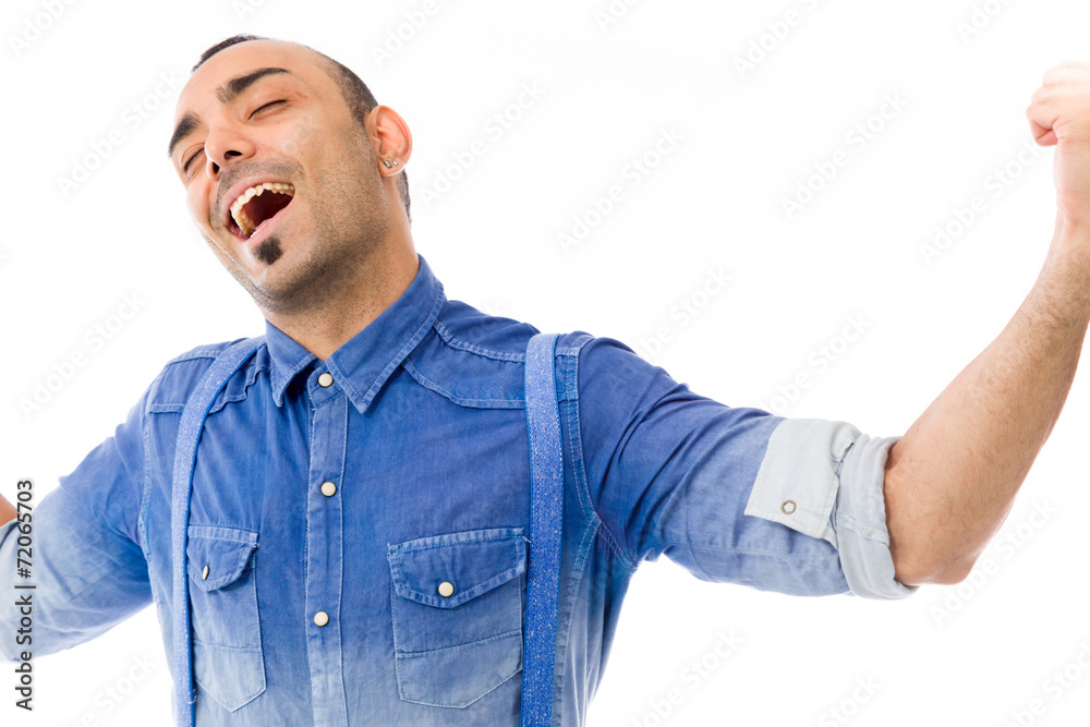 model isolated on plain background screaming model isolated on plain background screaming