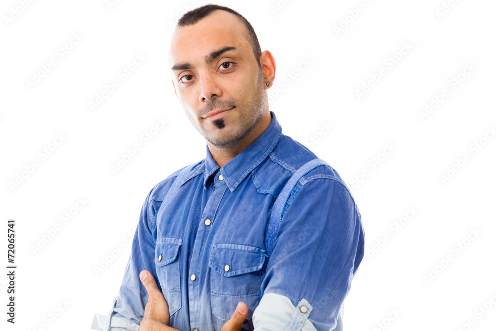model isolated on plain background happy smiling arms crossed model isolated on plain background happy smiling arms crossed