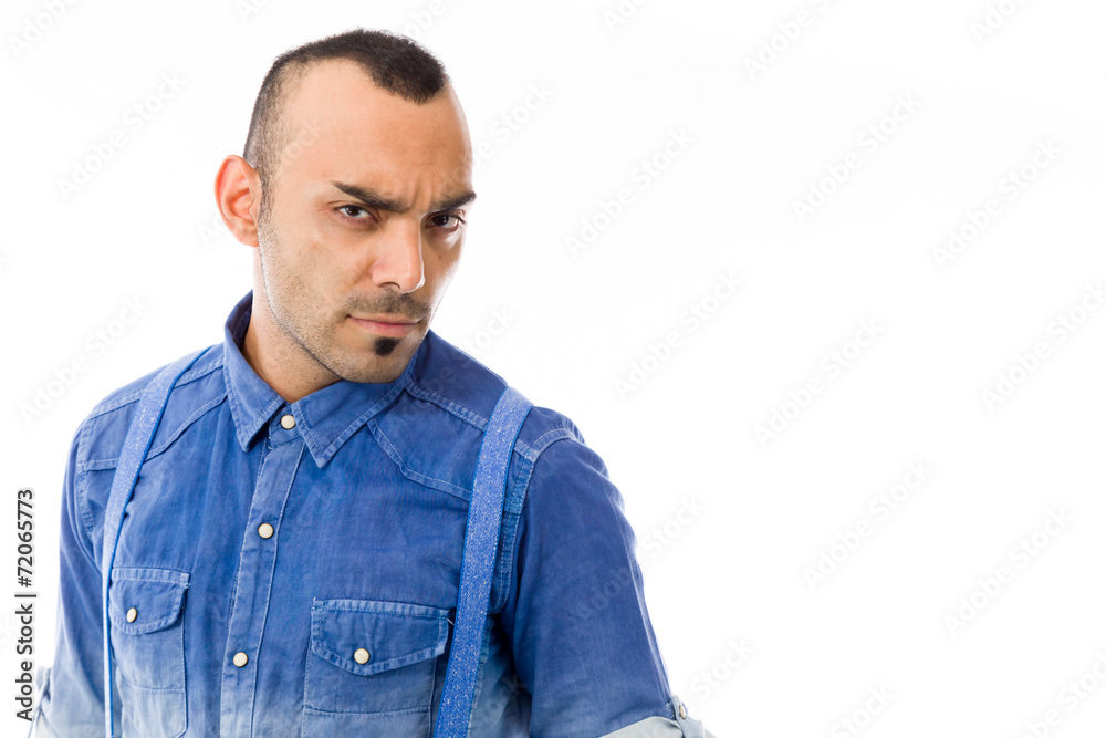 model isolated on plain background upset angry worried model isolated on plain background upset angry worried