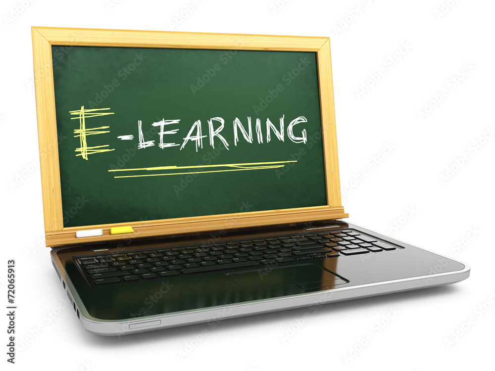 E-laerning education concept. Laptop with blackboard and chalk. E-laerning education concept. Laptop with blackboard and chalk.