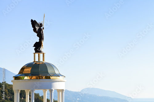 St. Michael the Archangel statue on kiosk, Crimea photo