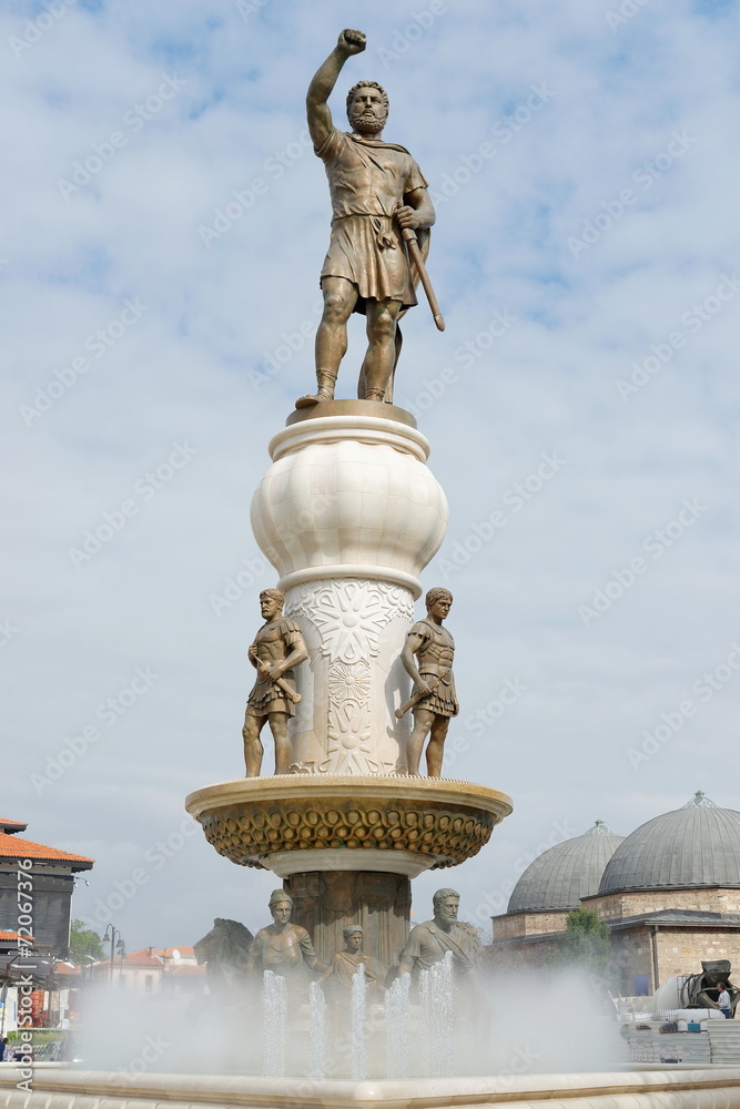 Fototapeta premium Statue of Alexander the Great in downtown of Skopje, Macedonia