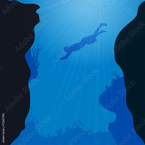 Vector silhouette of divers.