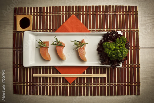 Salmon Sushi Lakerda concept Plate photo