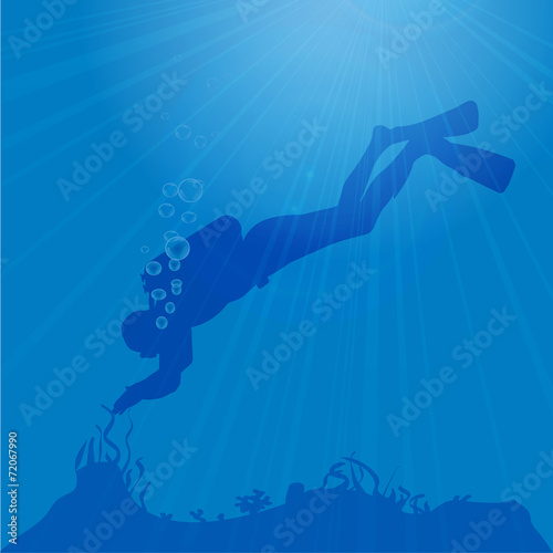 Vector silhouette of divers.