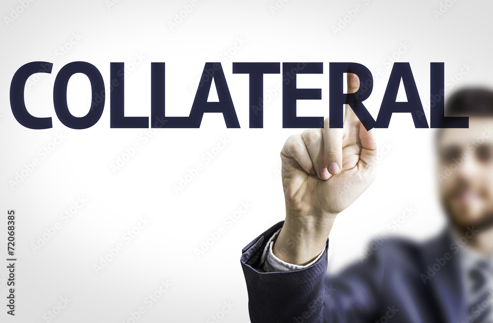 Business man pointing the text: Collateral Business man pointing the text: Collateral