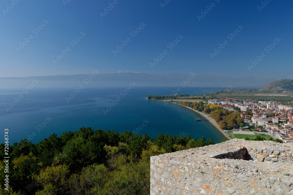 coast of Ohrid lake from the fortress, Republic of Macedonia
