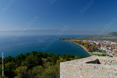 Fototapeta Naklejka Na Ścianę i Meble -  coast of Ohrid lake from the fortress, Republic of Macedonia