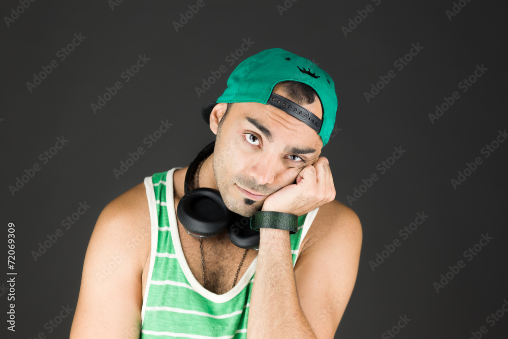 model isolated on plain background bored upset model isolated on plain background bored upset